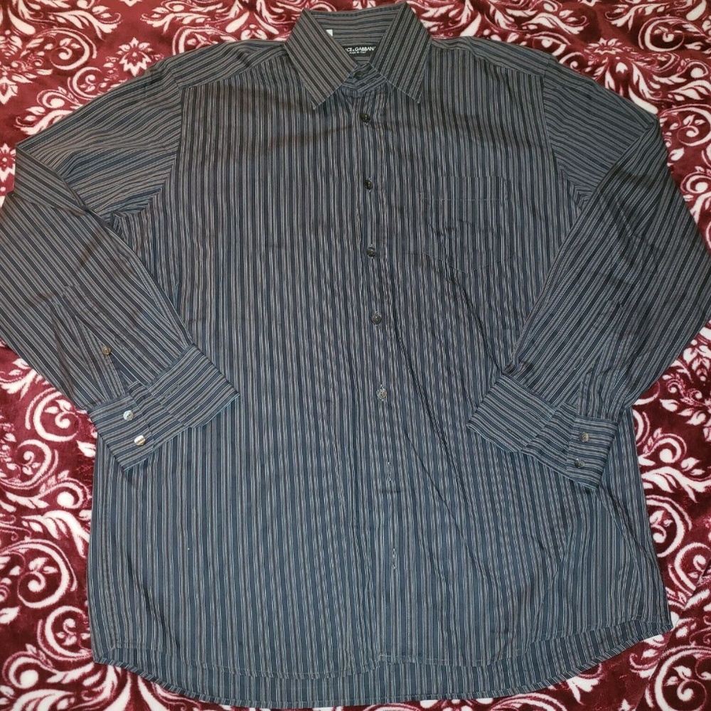 Dolce & Gabbana Mens Blue Striped Shirt SZ 15.5x39